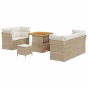  8-delt hagesofa-sett med puter i beige polyrotting