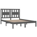 vidaXL Sengeramme grå heltre furu 200x200 cm