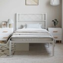 vidaXL Sengeramme i metall med hodegavl hvit 100x190 cm 8721012190993