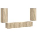  TV benksett 4 pcs Sonoma eik Konstruert tre