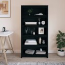 vidaXL Bokhylle svart 80x35x154 cm heltre furu