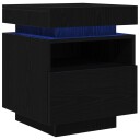  Nattbord med LED lamper Svart Eik 40x39x48,5 cm