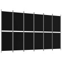 vidaXL Romdeler med 6 paneler svart 300x180 cm stoff