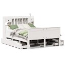  Seng med bokhylle uten madrass hvit 140x200 cm heltre furu 8721158383617