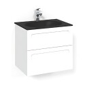 Macro Design Crown Shape Servantskap 2-skuff - med Glasservant Eik / 100cm Glass Edge Hvit