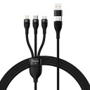 Baseus 3in1 USB cable Flash Series 2 USB-C + micro USB + Lightning 100W 1.2m (black)