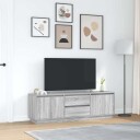 TV benk med LED lys grå sonoma 160,5x41x50 cm