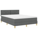  Box Spring Seng med Madrass & LED Mørkegrå 140x200 cm Stoff