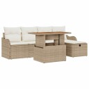  Hagesofa Set med pute med lagring 6 pcs Beige Poly rattan