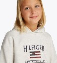 Tommy Hilfiger Hettegenser   Beskåret   Paljettflagg   Snow Whit   Tommy Hilfiger   6 år 116   Hettegenser Grå Hvit