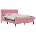vidaXL Sengeramme med madrass med madrass Rosa 140 x 190 cm Fløyel