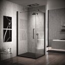 Novellini Young 2.0 G Slagdør for Fastvegg 80-100cm Svart Matt / 80cm Klart Glass