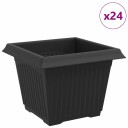 vidaXL Firkantet Blomsterpotte 24 pcs Svart 23 x 23 x 17,5 cm Plast