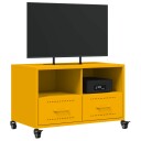  TV-benk sennepsgul 68x39x43,5 cm kaldvalset stål 846701