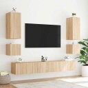  Vegghengte TV-benker med LED 2 stk sonoma eik 40,5x35x40 cm 837251