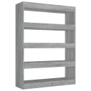 vidaXL Bokhylle/romdeler gr? sonoma eik 100x30x135 cm