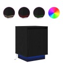  Nattskap med LED lys 2 stk svart 38x34x50 cm