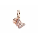 Pandora Butterfly 14K Rose Gold-Plated Dangle With Fancy Fairy Tale Pink And Clear Cubic Zirconia, Transpare - Pink - ONE SIZE