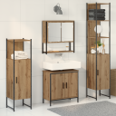  Baderomsinnredningssett med dør 4 pcs Brun 33 x 33 x 185.5 cm