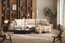 Copenhagen Premium 4 personers Højrevendt L formet Dyb Divansofa i Chenille   Beige