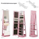360 roterende rosa smykkeskap med LED lys