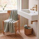 Stripete håndkle   100% bomull   Badehåndkle 70x140 cm   Grønn/off white
