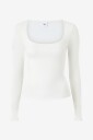 Gina Tricot Topp Slim Fit Scoop Neck Natur