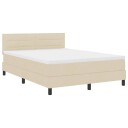  Boksfjær Seng med madrass med LED Krem 140 x 190 cm stoff