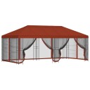 vidaXL Paviljong med sidevegger 6 x 3 m Terrakotta Polyester og stål