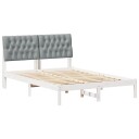  Sengestamme med hodegjerde Lysegrå 140 x 200 cm Massiv furu