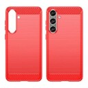 Samsung Galaxy S24+ Børstet TPU Deksel Karbonfiber Rød