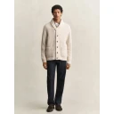 Gant Ribbed Wool Blend Shawl Cardigan   LIGHT BEIGE MELANGE   3XL