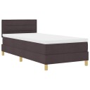  Box Spring Seng med Madrass & LED Mørk Brun 90x200 cm Stoff