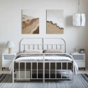 vidaXL Sengeramme i metall med hode- og fotgavl hvit 150x200 cm 8720845884840