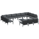  Hagesofa Set 14 pcs Antrasitt Stål