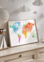 Multicolor Watercolor World Map Plakat Plakat / 100x150cm