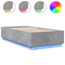  Sengeramme med LED-lys betonggrå 90x190 cm konstruert tre 8721012273986