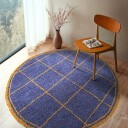 Rundt teppe   Lana Natural Cotton Shaggy blå/gul Størrelse: Ø 240 cm