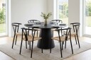 Siena spisegruppe rund 150 cm svart med 6 Elysia spisestoler   Svart