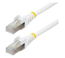 50cm CAT6a Ethernet Cable - White - Low Smoke Zero Halogen (LSZH) - 10GbE 500MHz 100W PoE++ Snagless RJ-45 w/Strain Reliefs S/FTP Network Patch Cord - patch cable - 50 cm - white