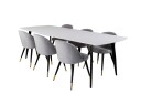 Venture Design Polar & Velvet spisegruppe Hvit/svart 6 st stoler & bord 240 x 100 cm