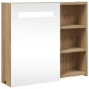 vidaXL Baderomsspeilskap med LED-lys eik 60x13x52 cm