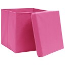 vidaXL Oppbevaringsbokser med deksler 4 stk 28x28x28 cm rosa