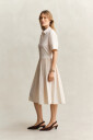 Gant Plisset skjortekjole i bomull CREAMED WHITE 34
