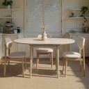 Tralven spisebord 131 cm rundt - Travertin og Eik