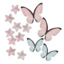 Spiselig Kakepynt Rosa Mini Blomster Og Sommerfugler 