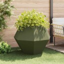vidaXL Plantekassed 2 pcs Olivengrønn 100 x 100 x 80 cm Stål