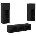  TV Vegg Enheter 5 pcs Svart Eik 60 x 30 x 30 cm Konstruert tre