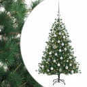 vidaXL Kunstig juletre med julekuler 150 cm 150 LED-lys Varmhvit
