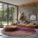 Runde tepper   Pione Natural Cotton Shaggy rosa Størrelse: Ø 200 cm
